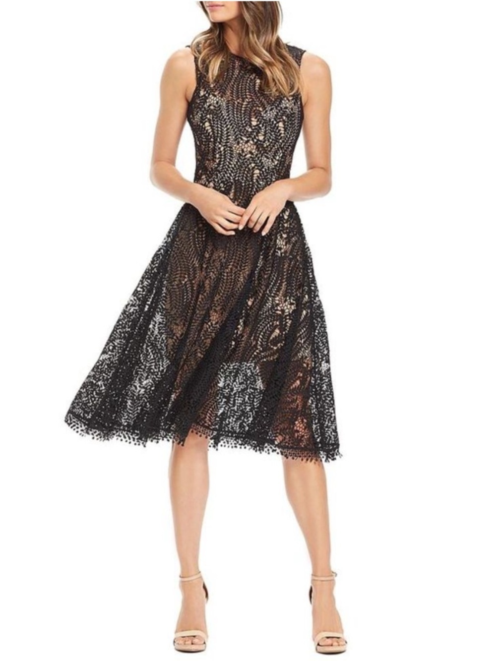 Dress The Population Shane Black Lace Illusion Cocktail Dress